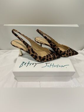 Betsey Johnson Clark Nu Leopard  Slingback Heels - Brown/Black Size 8.5